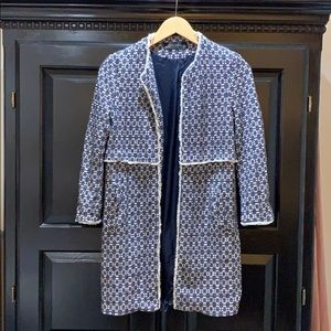 RELIST - Blue and white three quarter length sleev